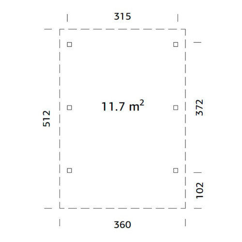 Thumbnail - PALMAKO Carport »Karl«, Aufstellmaße BxTxH: 360 x 512 x 230 cm, lackiert, Holz - grau