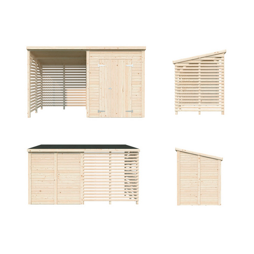 Thumbnail - PALMAKO Gerätehaus »Leif«, B x H x L: 370 x 228 x 170 cm, naturbelassen, tauchgrundiert - braun