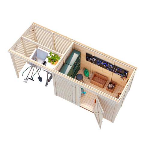 PALMAKO Gerätehaus »Leif«, Aufstellmaße BxTxH: 467 x 187 x 228 cm, lackiert, Holz - grau |  Fichte
