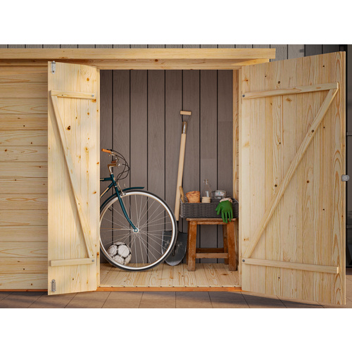 PALMAKO Gerätehaus »Leif«, Aufstellmaße BxTxH: 254 x 112 x 189 cm, lackiert, Holz - grau Rabatt: 13 %