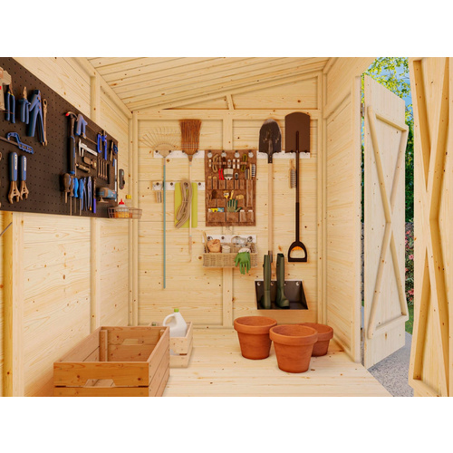 PALMAKO Gerätehaus »Leif«, Aufstellmaße BxTxH: 467 x 187 x 228 cm, lackiert, Holz - grau |  Fichte