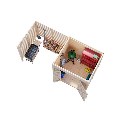 PALMAKO Gerätehaus »Leif«, Aufstellmaße BxTxH: 377 x 187 x 228 cm, lackiert, Holz - grau |  Fichte