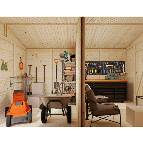 PALMAKO Gerätehaus »Dan«, Aufstellmaße BxTxH: 295 x 394 x 220 cm, lackiert, Holz - grau |  Fichte