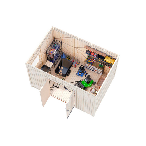 PALMAKO Gerätehaus »Stig«, Aufstellmaße BxTxH: 394 x 305 x 250 cm, lackiert, Holz - grau |  Fichte