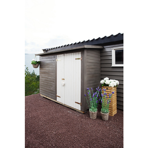 PALMAKO Gerätehaus »Leif«, Aufstellmaße BxTxH: 254 x 112 x 189 cm, lackiert, Holz - grau Rabatt: 13 %