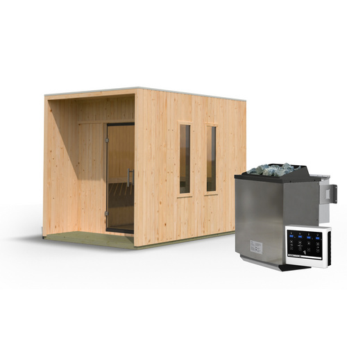 Thumbnail - KARIBU Saunahaus »Peipussee«, BxTxH: x 219,5 x 287,5 x 244 cm, 9 kW Ofen, für 5 Personen - braun