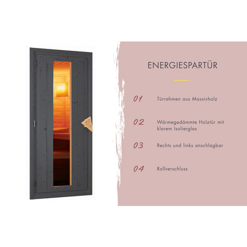 Thumbnail - KARIBU Saunahaus »Suurlaht«, BxTxH: x 196 x 196 x 228 cm, 9 kW Ofen, für 4 Personen - braun