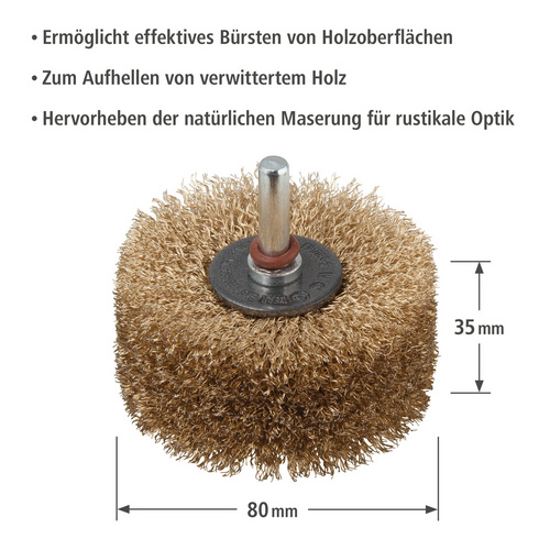 Thumbnail - WOLFCRAFT Holz-Struktur-Bürste, Ø 80 mm - braun