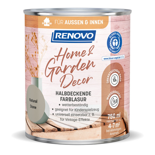 RENOVO Farblasur, &raquo;Home & Garden Decor&laquo;, seidenmatt, 750 ml, natural stone - grau