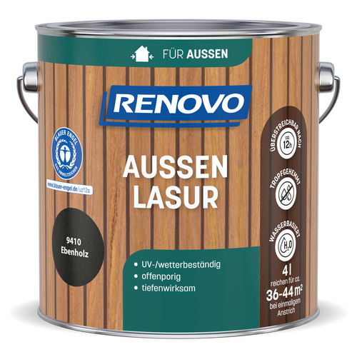 RENOVO Aussenlasur, wb 4,0L ebenholz 9410 - braun