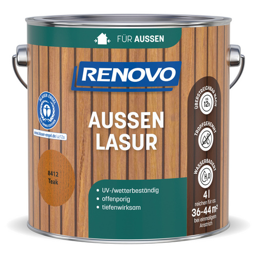 RENOVO Aussenlasur, wb 4,0L teak wasserbasiert - braun