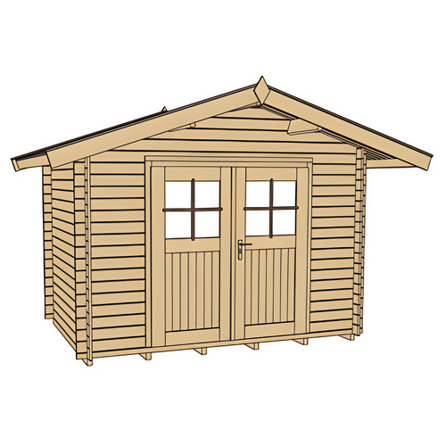 Thumbnail - WEKA Gartenhaus »Premium«, Holz, BxHxT: 380 x 262 x 300 cm (Außenmaße inkl. Dachüberstand) - beige