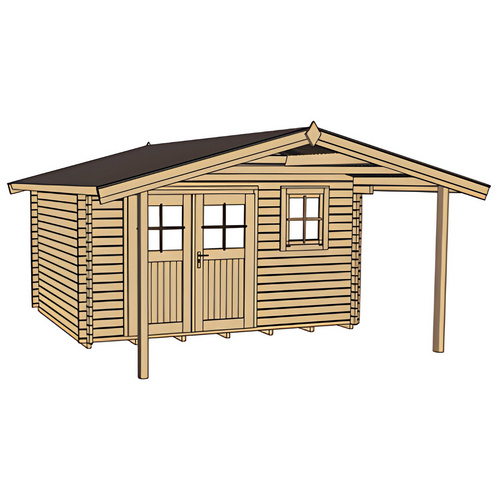 Thumbnail - WEKA Gartenhaus »136 A Gr.1«, Holz, BxHxT: 460 x 262 x 510 cm (Außenmaße inkl. Dachüberstand) - beige