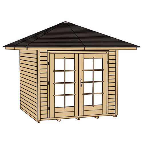 WEKA Ferienhaus »177 4-Eck Gr.1«, Holz, BxHxT: 318 x 280 x 318 cm (Außenmaße inkl. Dachüberstand) - beige |  Holz  |  5,66 m²