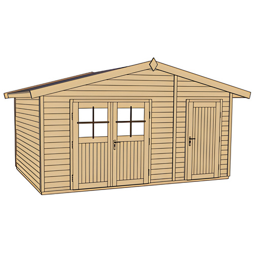 WEKA Gartenhaus »261 Gr.1«, Holz, BxHxT: 460 x 262 x 235 cm (Außenmaße inkl. Dachüberstand) - beige |  Holz  |  9,4 m²