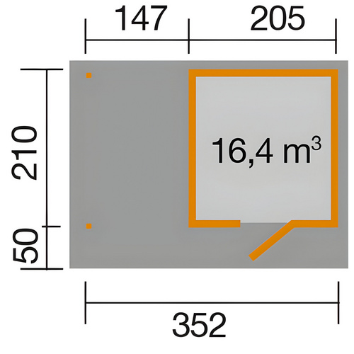 WEKA Ferienhaus »172 A Gr.1«, Holz, BxHxT: 399 x 226 x 211 cm (Außenmaße inkl. Dachüberstand) - grau |  Fichte  |  7,49 m²