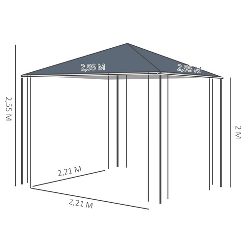 Outsunny Pavillon, LxBxH: 295 x 295 x 25...