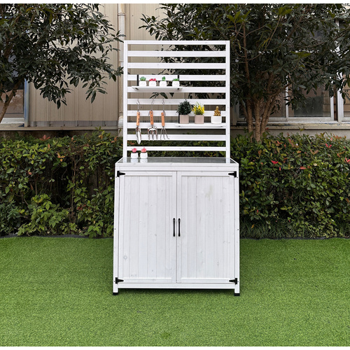 Thumbnail - LECO Gartenregal »THEA«, 4 Ablagefächer, BxLxH: 94 x 94 x 200 cm - weiss