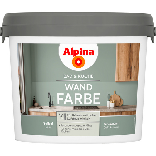 ALPINA FARBEN Wandfarbe »Bad & Küche«, Salbei, matt, 2,5 L - gruen