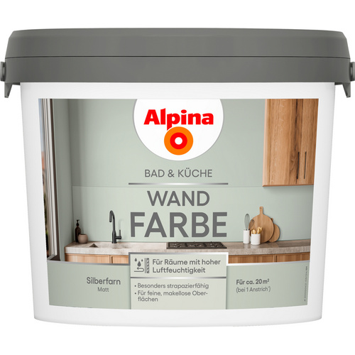 ALPINA Wandfarbe »Bad & Küche«, Silberfarn, matt, 2,5 L - gruen