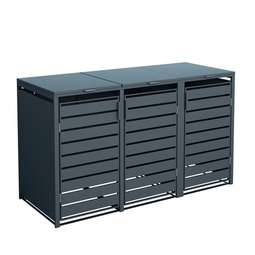 Westmann Mülltonnenbox »Moderna«, BxHxT: 211 x 135 x 83 cm, für 3 x 240 L Mülltonnen, Stahl - grau
