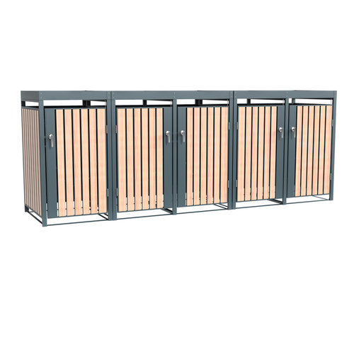 Westmann Anthrazit - Metall Mülltonnenbox Planta 5X240 L Mülltonnenbox Mit Pflanzdach 84X332x124 Cm - Image 4