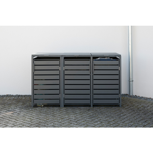 Thumbnail - Westmann Mülltonnenbox »Kubus«, BxHxT: 200 x 116 x 80 cm, für 3 x 240 L Mülltonnen, Stahl - grau