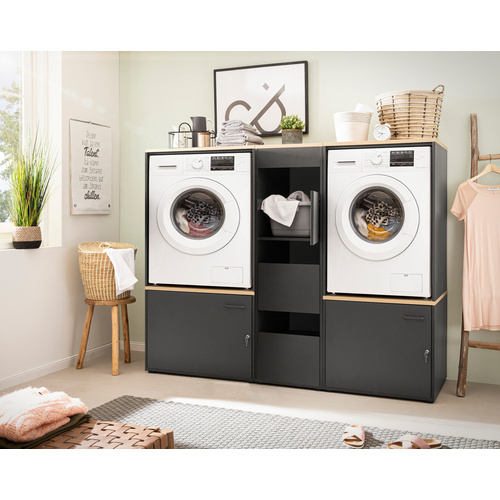 Thumbnail - SCHILDMEYER Waschmaschinenschrank »Solea«, BxH: 67,1 x 96 cm, Set anthrazit - schwarz