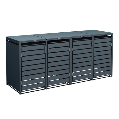 Westmann Mülltonnenbox »Moderna«, BxHxT: 278 x 135 x 83 cm, für 4 x 240 L Mülltonnen, Stahl - grau