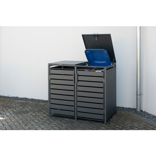Thumbnail - Westmann Mülltonnenbox »Moderna«, BxHxT: 139 x 135 x 83 cm, für 2 x 240 L Mülltonnen, Stahl - grau