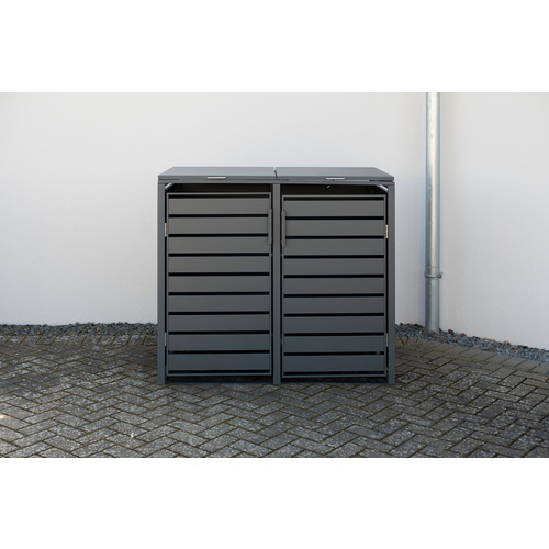 Thumbnail - Westmann Mülltonnenbox »Moderna«, BxHxT: 139 x 135 x 83 cm, für 2 x 240 L Mülltonnen, Stahl - grau