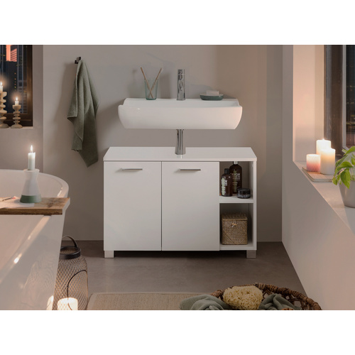 Thumbnail - SCHILDMEYER Waschbeckenunterschrank »Dorina «, BxH: 79,8 x 52,8 cm, weiß glanz - weiss