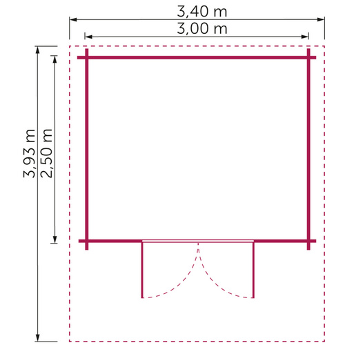 Gartenhaus »Genua«, Holz, BxHxT: 341 x 254 x 393 cm (Außenmaß inkl. Dachüberstand) - beige |  Fichte  |  7,5 m²