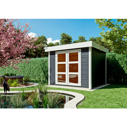 Gartenhaus »Rom«, Holz, BxHxT: 277 x 211 x 279 cm (Außenmaß inkl. Dachüberstand) - grau