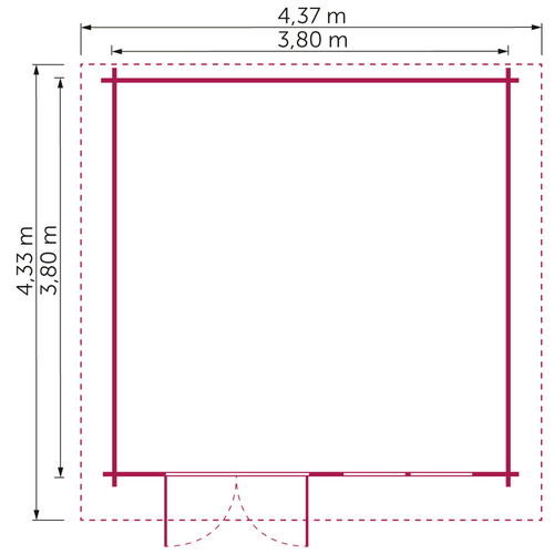 Gartenhaus »Palermo«, Holz, BxHxT: 439 x 264 x 433 cm (Außenmaß inkl. Dachüberstand) - beige |  Fichte  |  14,4 m²