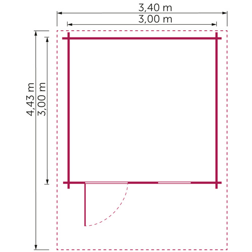 Gartenhaus »Triest«, Holz, BxHxT: 340 x 260 x 443 cm (Außenmaß inkl. Dachüberstand) - beige |  Fichte  |  9 m²