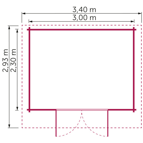 Gartenhaus »Turin«, Holz, BxHxT: 340 x 260 x 293 cm (Außenmaß inkl. Dachüberstand) - beige |  Fichte  |  6,9 m²