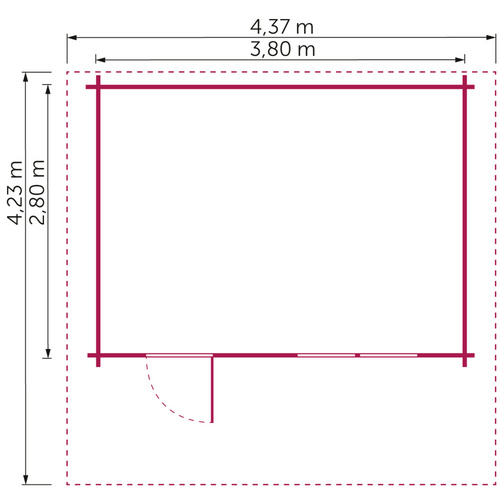 Gartenhaus »Bergamo«, Holz, BxHxT: 439 x 264 x 423 cm (Außenmaß inkl. Dachüberstand) - beige |  Fichte  |  10,6 m²