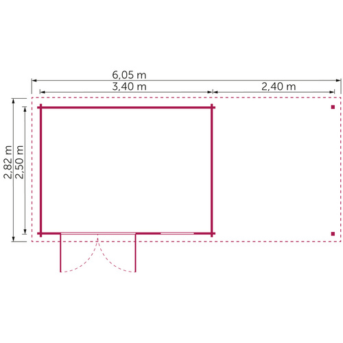 Gartenhaus »Modena«, Holz, BxHxT: 606 x 221 x 282 cm (Außenmaß inkl. Dachüberstand) - beige |  Fichte  |  14,5 m²