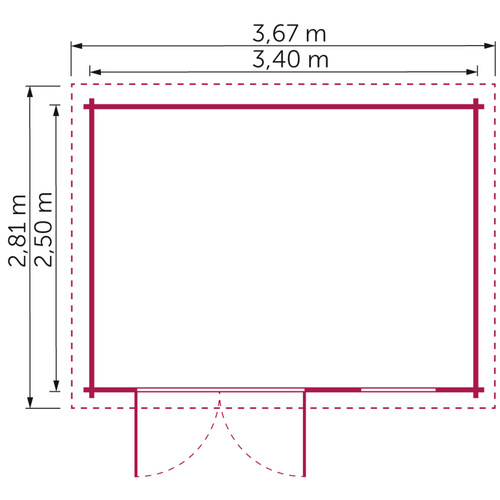 Gartenhaus »Ravenna«, Holz, BxHxT: 368 x 221 x 282 cm (Außenmaß inkl. Dachüberstand) - beige |  Fichte  |  8,5 m²