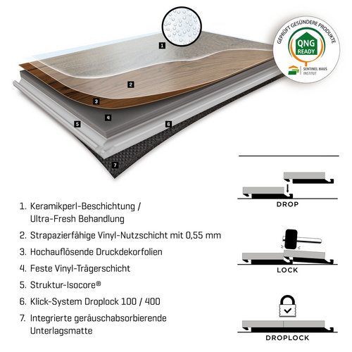 Thumbnail - SLY Vinylboden »SLY LARGE«, BxLxS: 406,4 x 810 x 7,5 mm, grau/braun