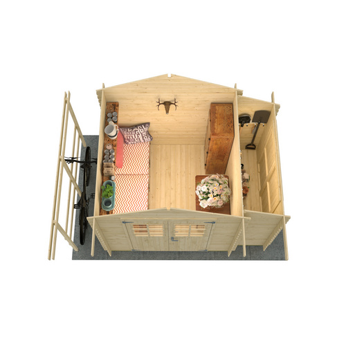 Thumbnail - LASITA MAJA Blockbohlenhaus »Vilano«, BxHxT: 352,5 x 228 x 240 cm (Außenmaß inkl. Dachüberstand), naturbelassen - braun