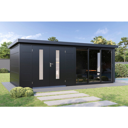 Thumbnail - WOLFF FINNHAUS Seitenwand »Finnhaus Style«, Terrasse 24 m. Fenster, anthr - grau