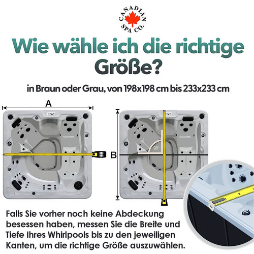 Thumbnail - Canadian Spa Whirlpoolabdeckung, 170 x 152 cm, schwarz, Ersatzabdeckung für Manitoba/Gander