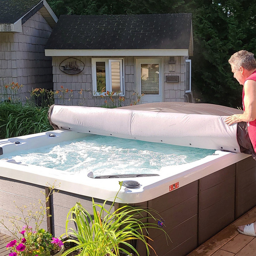 Thumbnail - Canadian Spa Whirlpoolabdeckung, 5940 x 2280 cm, braun, Roll-Isolierabdeckung für 6 m Swim Spa
