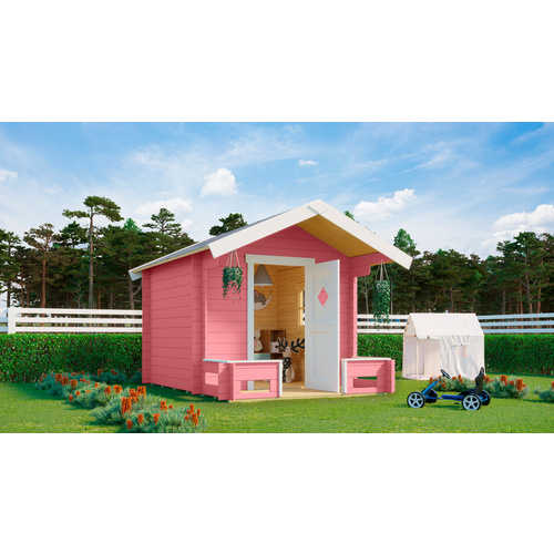 Nordic Holz Unisex Rosa Spielhaus "Pinocchio", (Hellrosa), B:219,4Cm H:188,1Cm T:270cm, Holz, Spielhäuser, Spielhaus, Bxtxh: 219X270x188 Cm - Image 4
