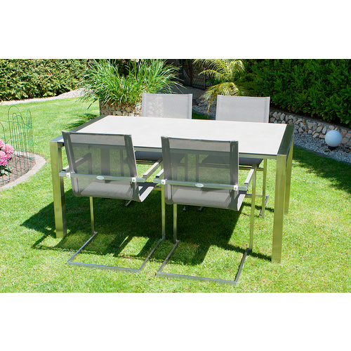 Thumbnail - GARDEN PLEASURE Tischgruppe »SIENNA«, 5-tlg., Silber, Edelstahl, Kunststoff - silberfarben