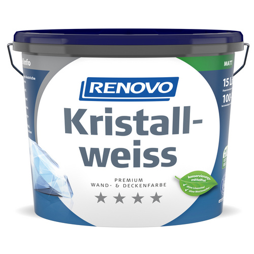 RENOVO Wand- und Deckenfarbe »Kristallweiss«, matt, 15l