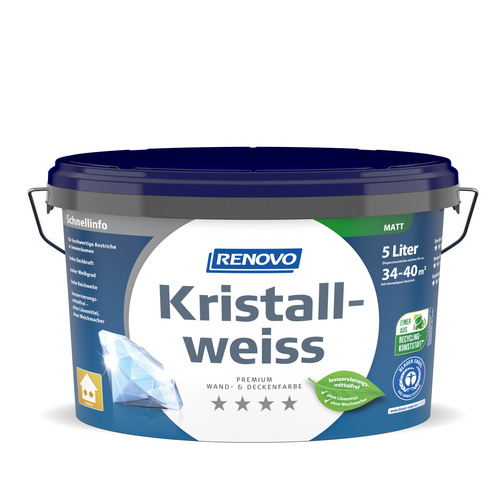 RENOVO Wand- und Deckenfarbe »Kristallweiss«, matt, 5l