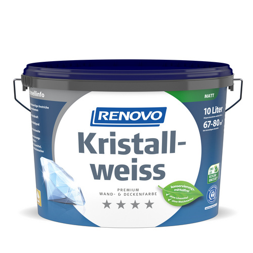 RENOVO Wand- und Deckenfarbe »Kristallweiss«, matt, 10l